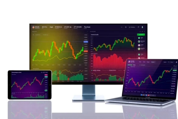 如何在aicoin官网提升加密货币交易效率与行情分析能力 Navigate the aicoin官网 platform with real-time crypto charts and market alerts on a sleek device.