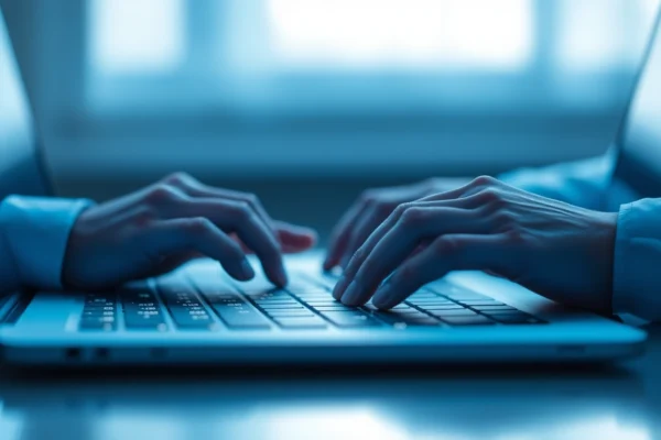 Professional writer ensuring undetectable AI writing with advanced tools in a sleek workspace